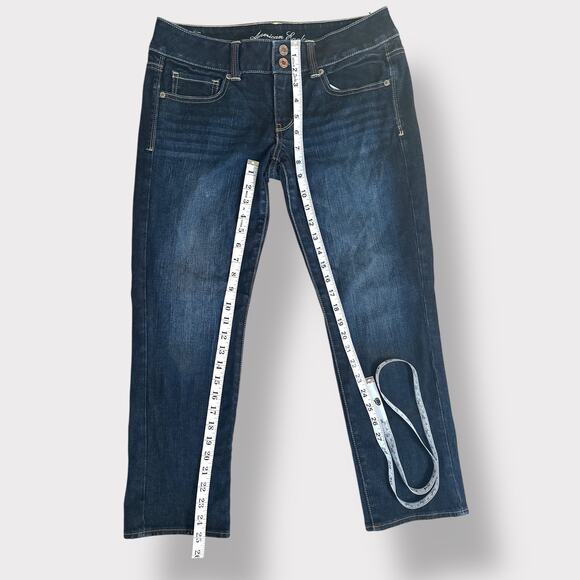 Y2k American Eagle Low Rise Artist Crop Dark wash size 6 - Picture 3 of 5